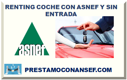 RENTING COCHE CON ASNEF Y SIN ENTRADA 2024